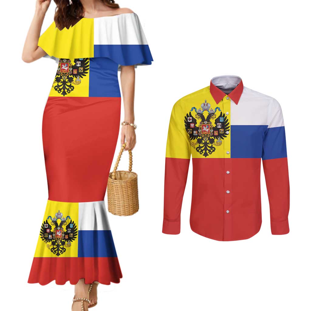 Russian Empire 1721–1917 Couples Matching Mermaid Dress and Long Sleeve Button Shirt Flag Style