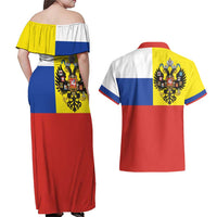 Russian Empire 1721–1917 Couples Matching Off Shoulder Maxi Dress and Hawaiian Shirt Flag Style