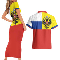 Russian Empire 1721–1917 Couples Matching Short Sleeve Bodycon Dress and Hawaiian Shirt Flag Style