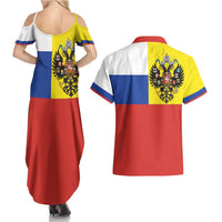 Russian Empire 1721–1917 Couples Matching Summer Maxi Dress and Hawaiian Shirt Flag Style