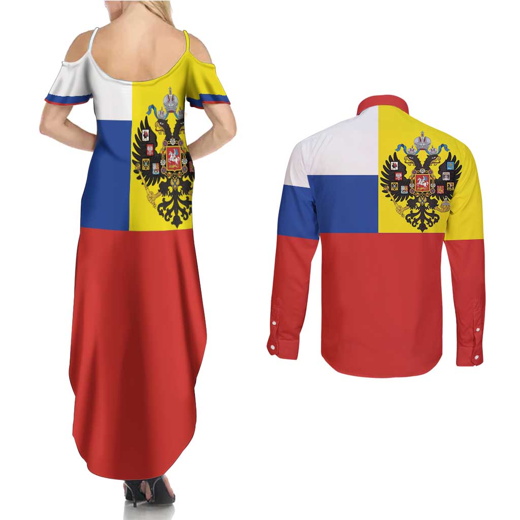 Russian Empire 1721–1917 Couples Matching Summer Maxi Dress and Long Sleeve Button Shirt Flag Style