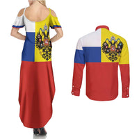 Russian Empire 1721–1917 Couples Matching Summer Maxi Dress and Long Sleeve Button Shirt Flag Style