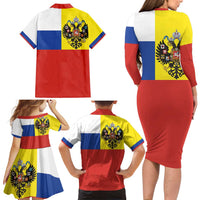 Russian Empire 1721–1917 Family Matching Long Sleeve Bodycon Dress and Hawaiian Shirt Flag Style