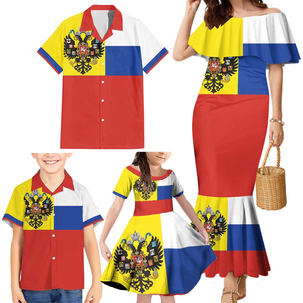 Russian Empire 1721–1917 Family Matching Mermaid Dress and Hawaiian Shirt Flag Style