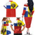 Russian Empire 1721–1917 Family Matching Off The Shoulder Long Sleeve Dress and Hawaiian Shirt Flag Style