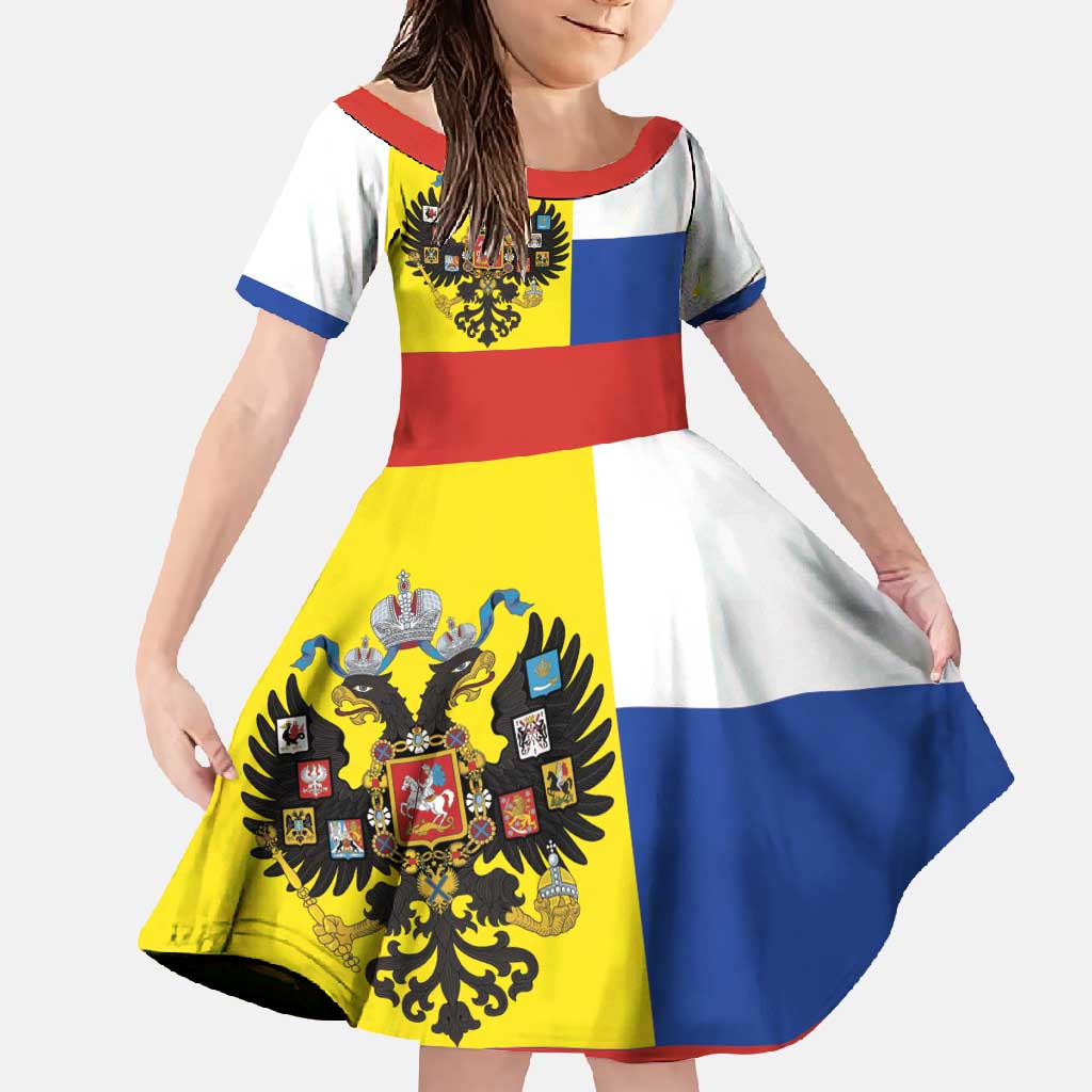 Russian Empire 1721–1917 Family Matching Off Shoulder Maxi Dress and Hawaiian Shirt Flag Style