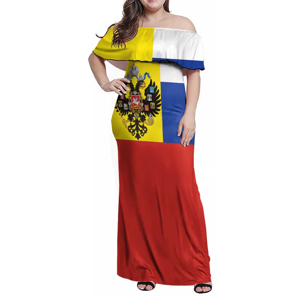 Russian Empire 1721–1917 Family Matching Off Shoulder Maxi Dress and Hawaiian Shirt Flag Style