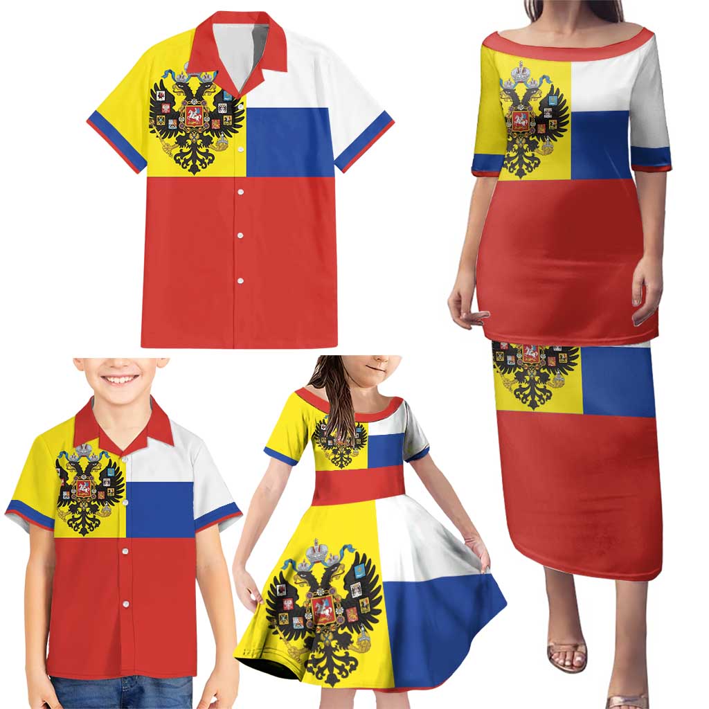 Russian Empire 1721–1917 Family Matching Puletasi and Hawaiian Shirt Flag Style
