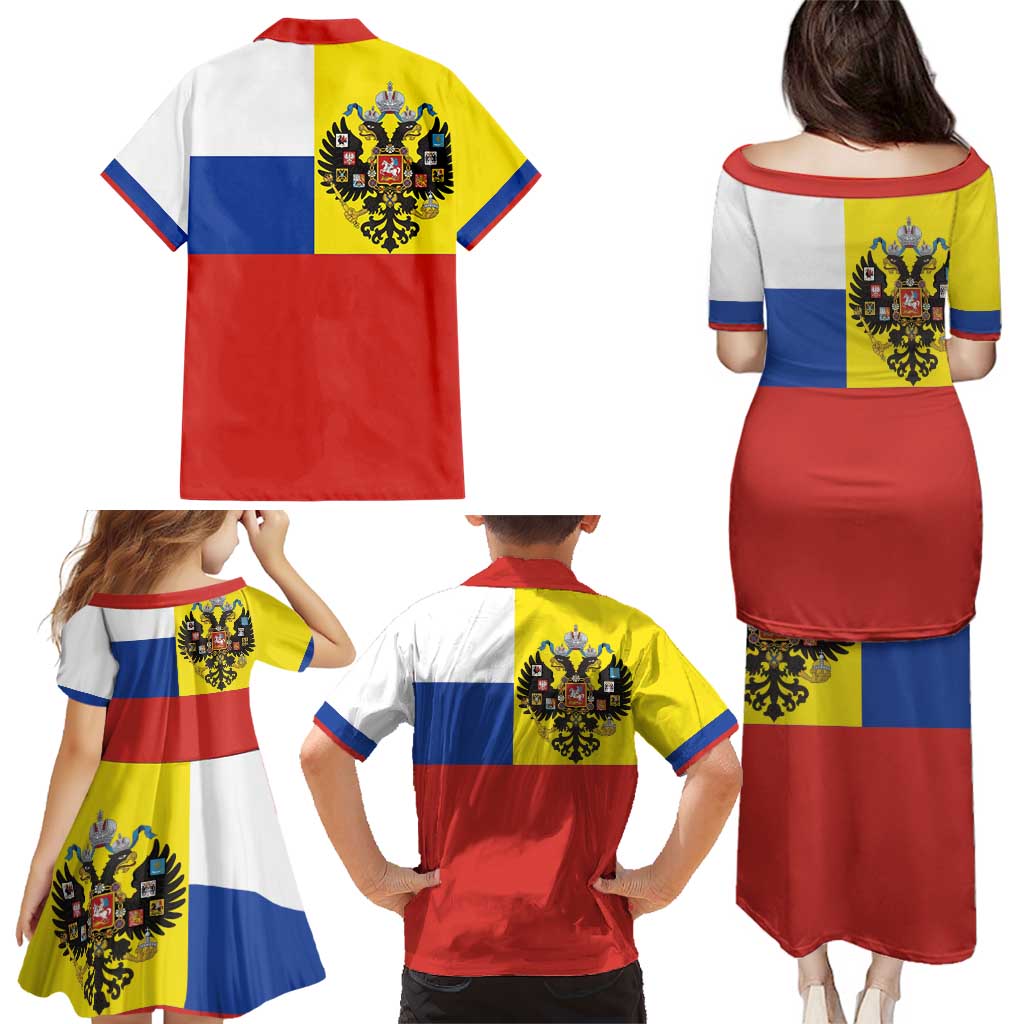Russian Empire 1721–1917 Family Matching Puletasi and Hawaiian Shirt Flag Style