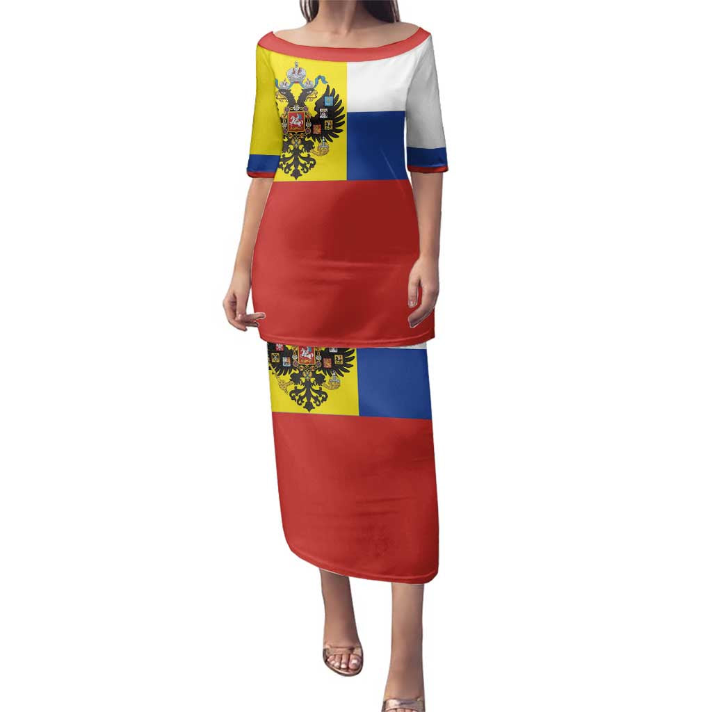 Russian Empire 1721–1917 Family Matching Puletasi and Hawaiian Shirt Flag Style