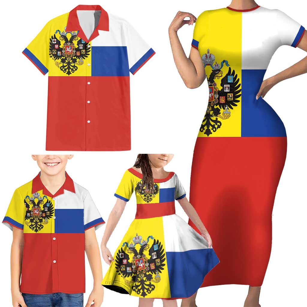 Russian Empire 1721–1917 Family Matching Short Sleeve Bodycon Dress and Hawaiian Shirt Flag Style