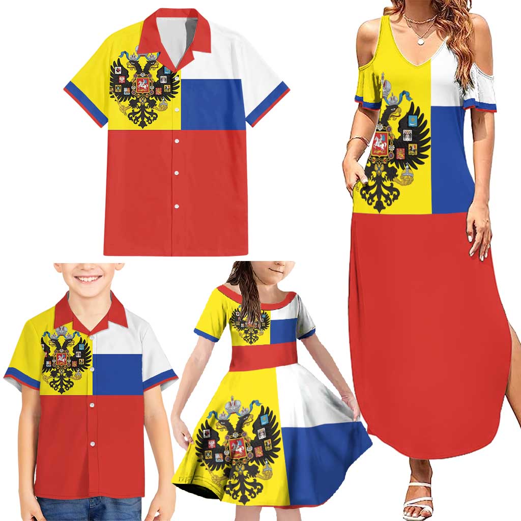 Russian Empire 1721–1917 Family Matching Summer Maxi Dress and Hawaiian Shirt Flag Style