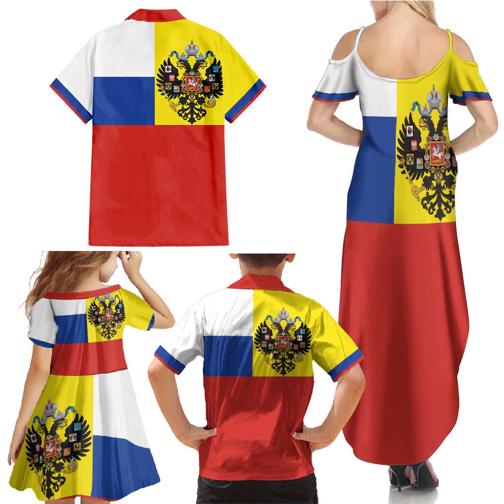 Russian Empire 1721–1917 Family Matching Summer Maxi Dress and Hawaiian Shirt Flag Style
