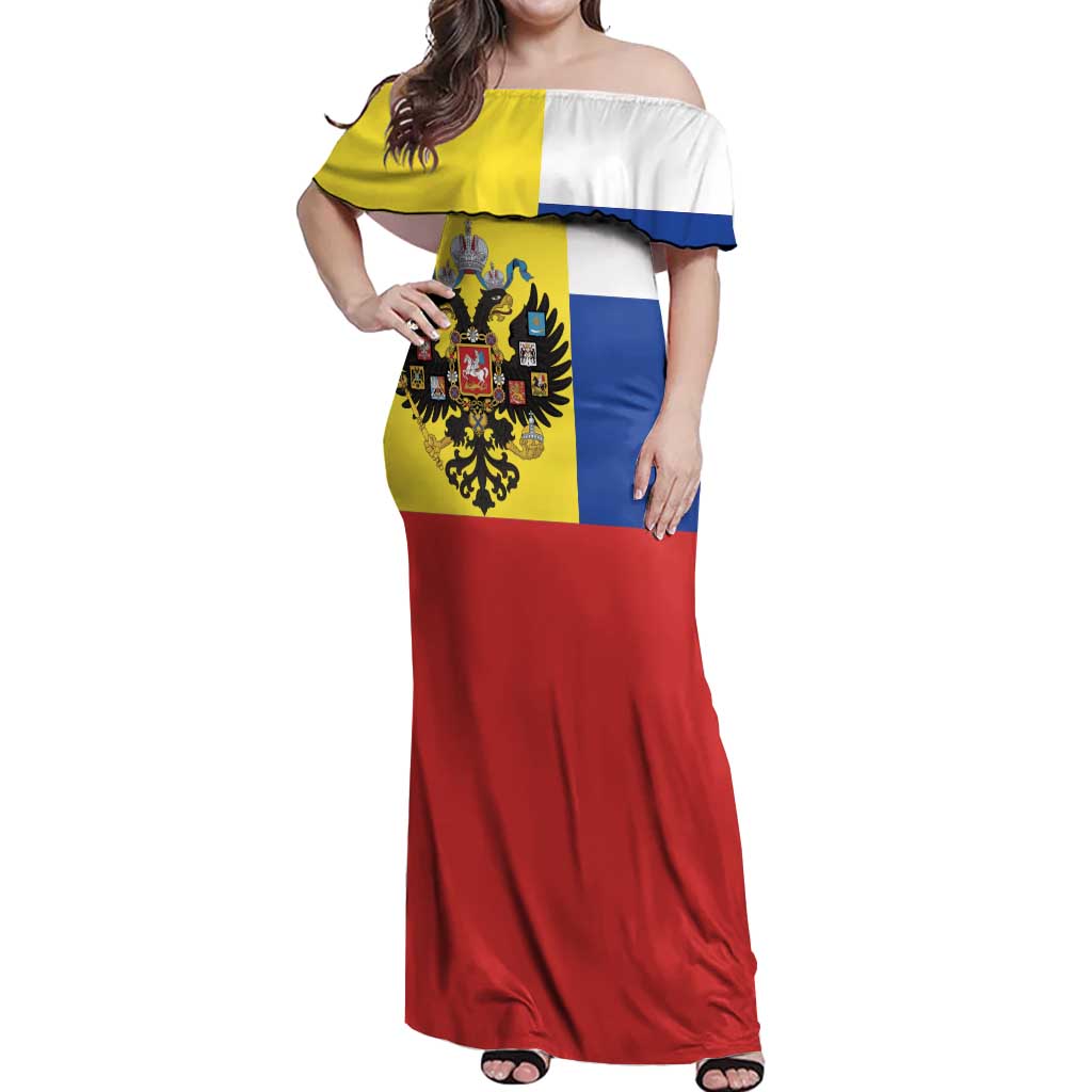 Russian Empire 1721–1917 Off Shoulder Maxi Dress Flag Style