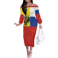 Russian Empire 1721–1917 Off The Shoulder Long Sleeve Dress Flag Style