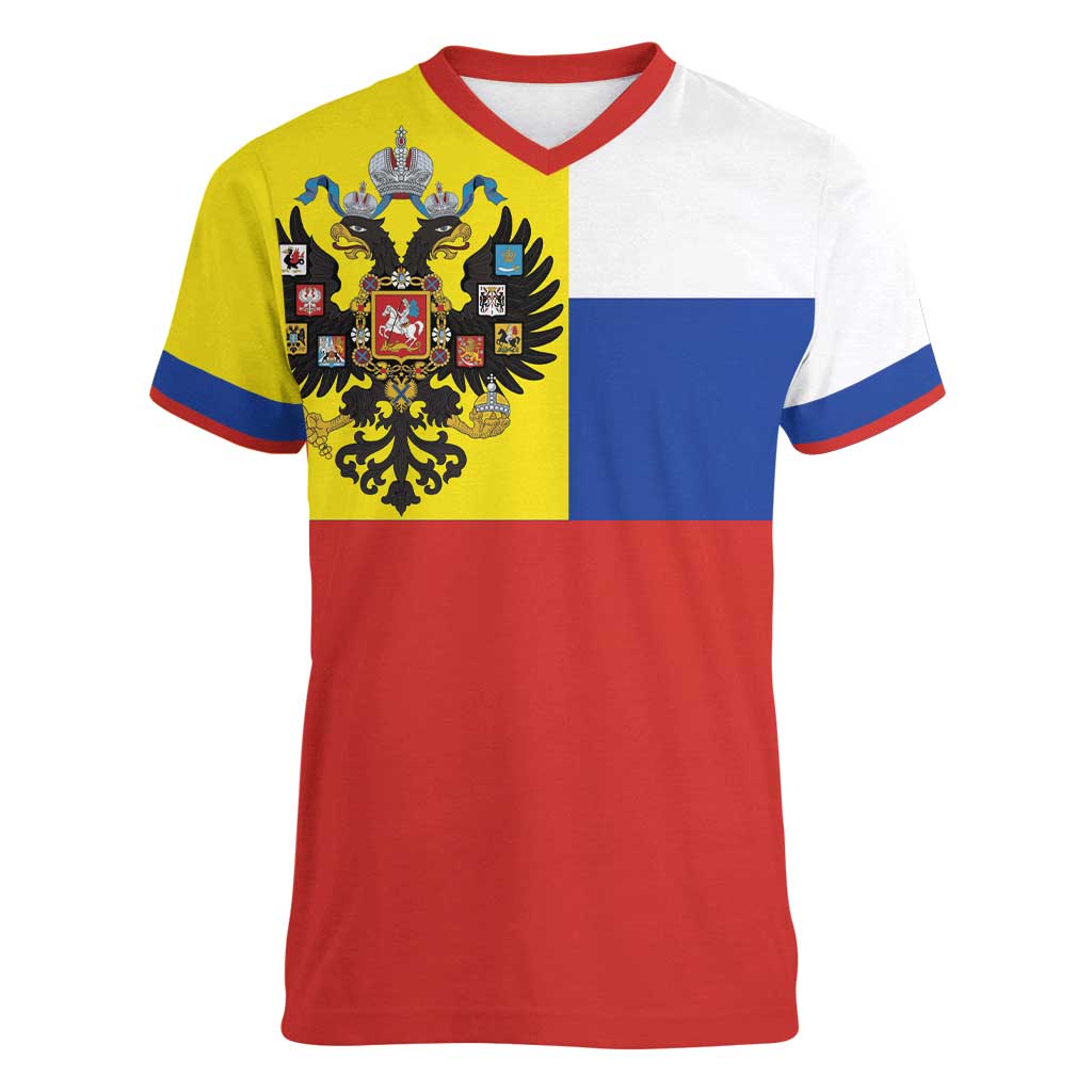 Russian Empire 1721–1917 Women V-Neck T-Shirt Flag Style