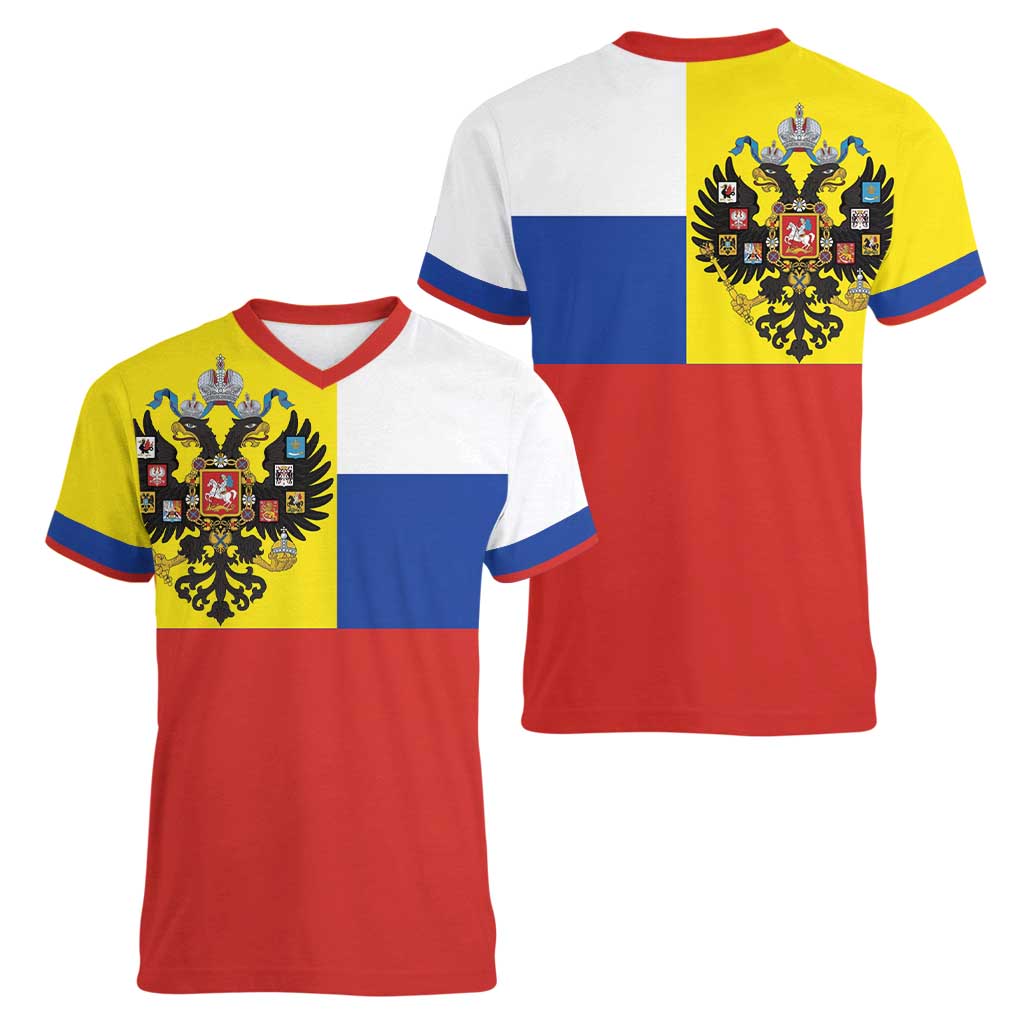 Russian Empire 1721–1917 Women V-Neck T-Shirt Flag Style