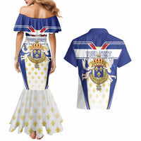 Personalized French Colonial Empire Couples Matching Mermaid Dress and Hawaiian Shirt Royal Standard of France