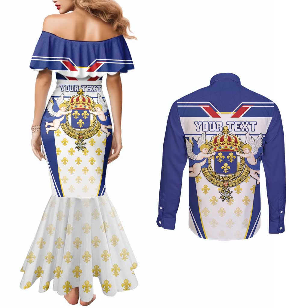 Personalized French Colonial Empire Couples Matching Mermaid Dress and Long Sleeve Button Shirt Royal Standard of France
