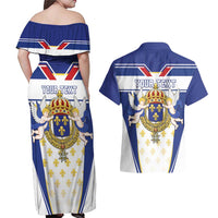 Personalized French Colonial Empire Couples Matching Off Shoulder Maxi Dress and Hawaiian Shirt Royal Standard of France