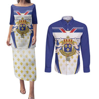 Personalized French Colonial Empire Couples Matching Puletasi and Long Sleeve Button Shirt Royal Standard of France
