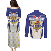 Personalized French Colonial Empire Couples Matching Puletasi and Long Sleeve Button Shirt Royal Standard of France