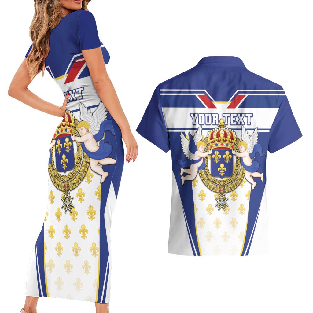 Personalized French Colonial Empire Couples Matching Short Sleeve Bodycon Dress and Hawaiian Shirt Royal Standard of France