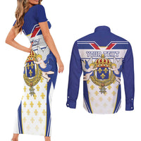 Personalized French Colonial Empire Couples Matching Short Sleeve Bodycon Dress and Long Sleeve Button Shirt Royal Standard of France