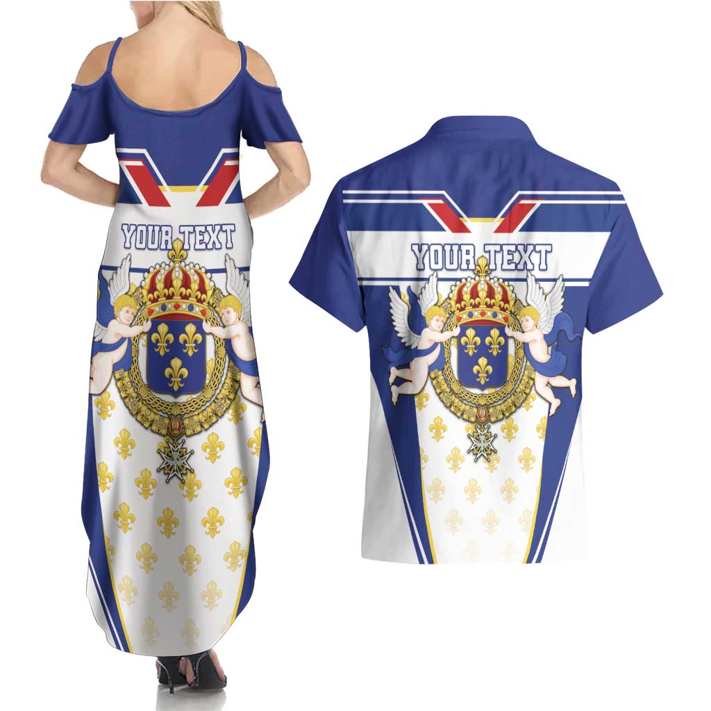 Personalized French Colonial Empire Couples Matching Summer Maxi Dress and Hawaiian Shirt Royal Standard of France