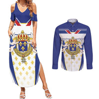 Personalized French Colonial Empire Couples Matching Summer Maxi Dress and Long Sleeve Button Shirt Royal Standard of France