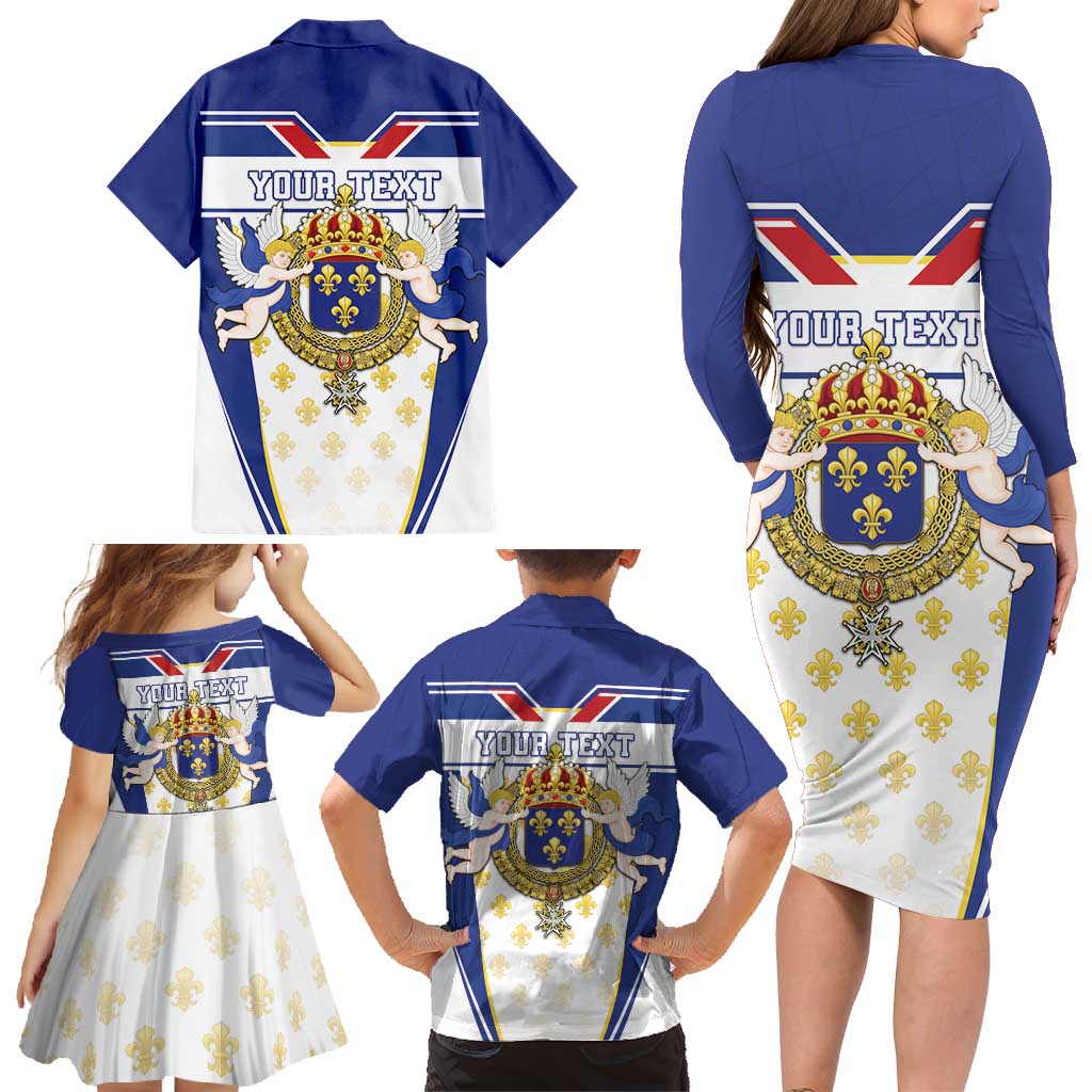 Personalized French Colonial Empire Family Matching Long Sleeve Bodycon Dress and Hawaiian Shirt Royal Standard of France