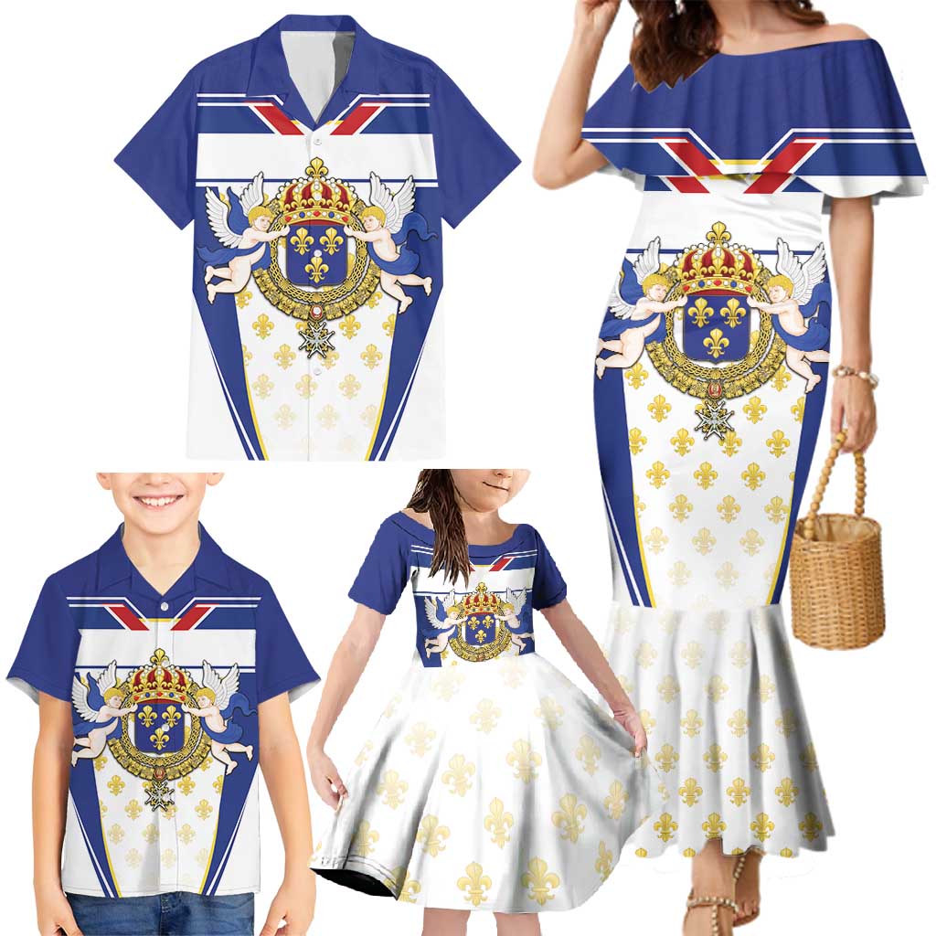 Personalized French Colonial Empire Family Matching Mermaid Dress and Hawaiian Shirt Royal Standard of France