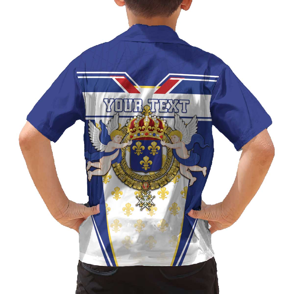 Personalized French Colonial Empire Family Matching Off The Shoulder Long Sleeve Dress and Hawaiian Shirt Royal Standard of France