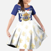 Personalized French Colonial Empire Family Matching Off The Shoulder Long Sleeve Dress and Hawaiian Shirt Royal Standard of France