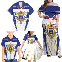 Personalized French Colonial Empire Family Matching Off Shoulder Maxi Dress and Hawaiian Shirt Royal Standard of France
