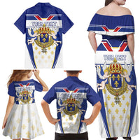 Personalized French Colonial Empire Family Matching Off Shoulder Maxi Dress and Hawaiian Shirt Royal Standard of France