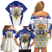 Personalized French Colonial Empire Family Matching Off Shoulder Short Dress and Hawaiian Shirt Royal Standard of France