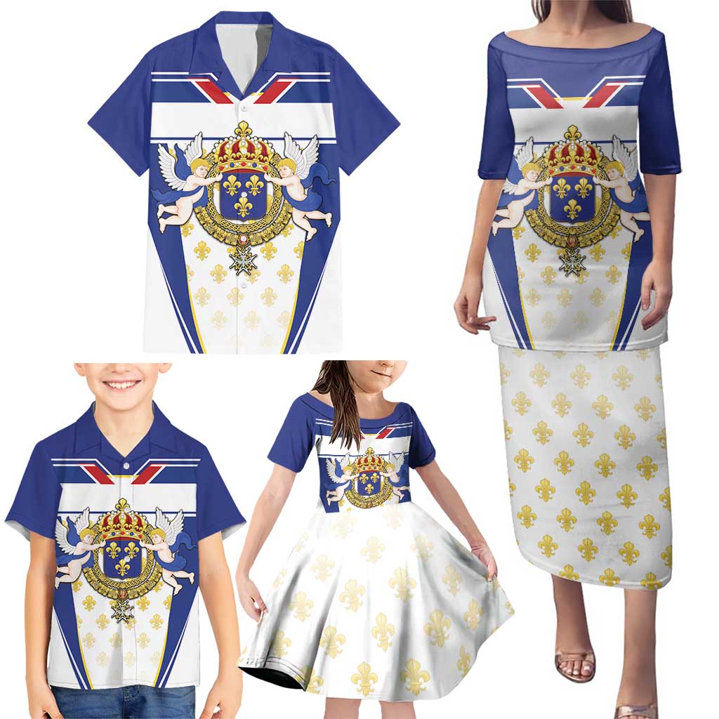 Personalized French Colonial Empire Family Matching Puletasi and Hawaiian Shirt Royal Standard of France