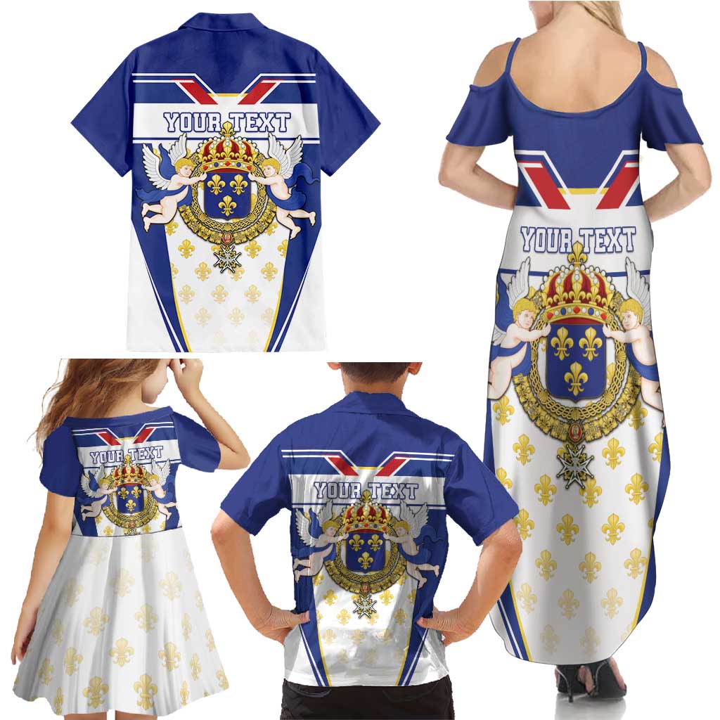 Personalized French Colonial Empire Family Matching Summer Maxi Dress and Hawaiian Shirt Royal Standard of France