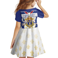 Personalized French Colonial Empire Kid Short Sleeve Dress Royal Standard of France