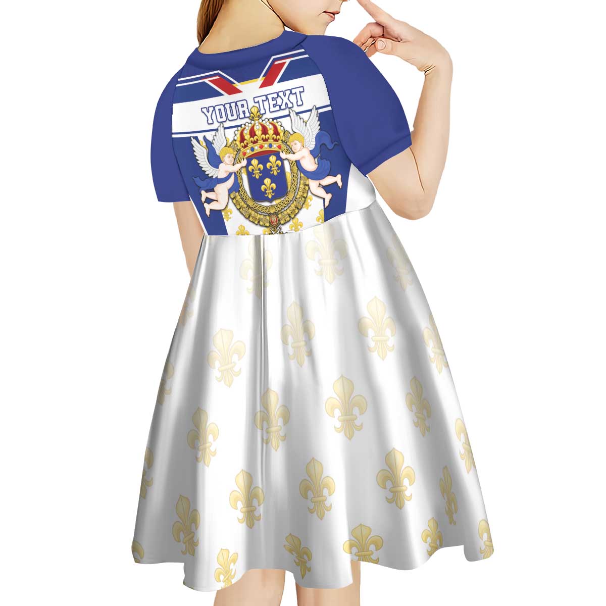 Personalized French Colonial Empire Kid Short Sleeve Dress Royal Standard of France