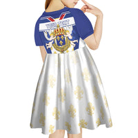 Personalized French Colonial Empire Kid Short Sleeve Dress Royal Standard of France