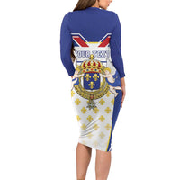 Personalized French Colonial Empire Long Sleeve Bodycon Dress Royal Standard of France