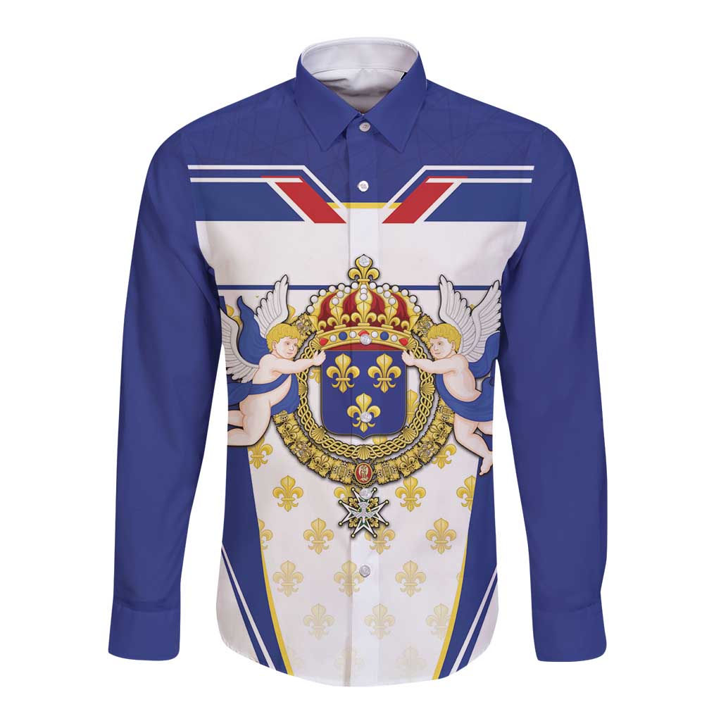 Personalized French Colonial Empire Long Sleeve Button Shirt Royal Standard of France