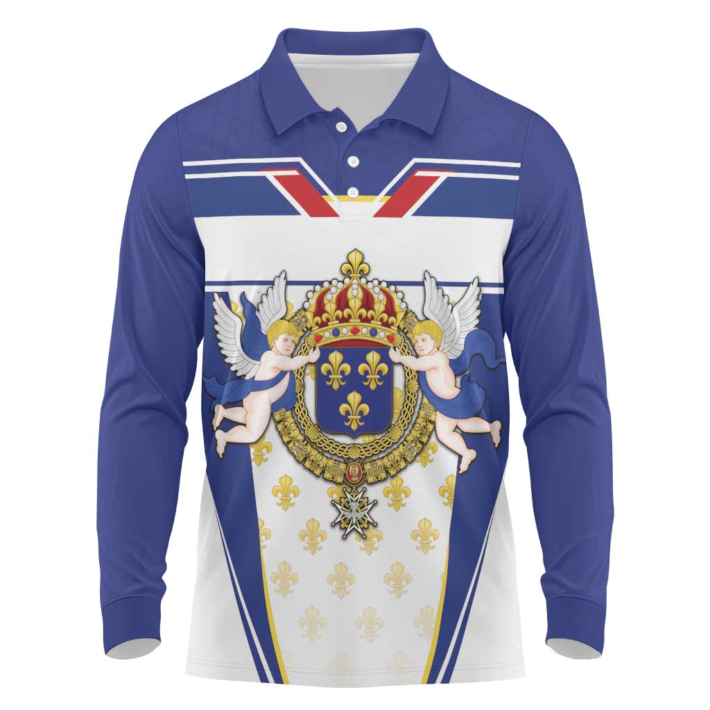 Personalized French Colonial Empire Long Sleeve Polo Shirt Royal Standard of France