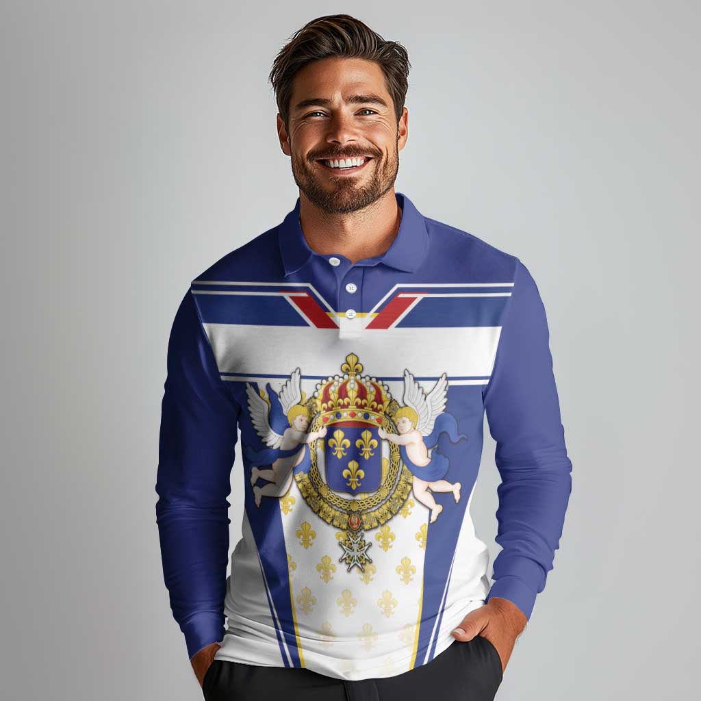 Personalized French Colonial Empire Long Sleeve Polo Shirt Royal Standard of France