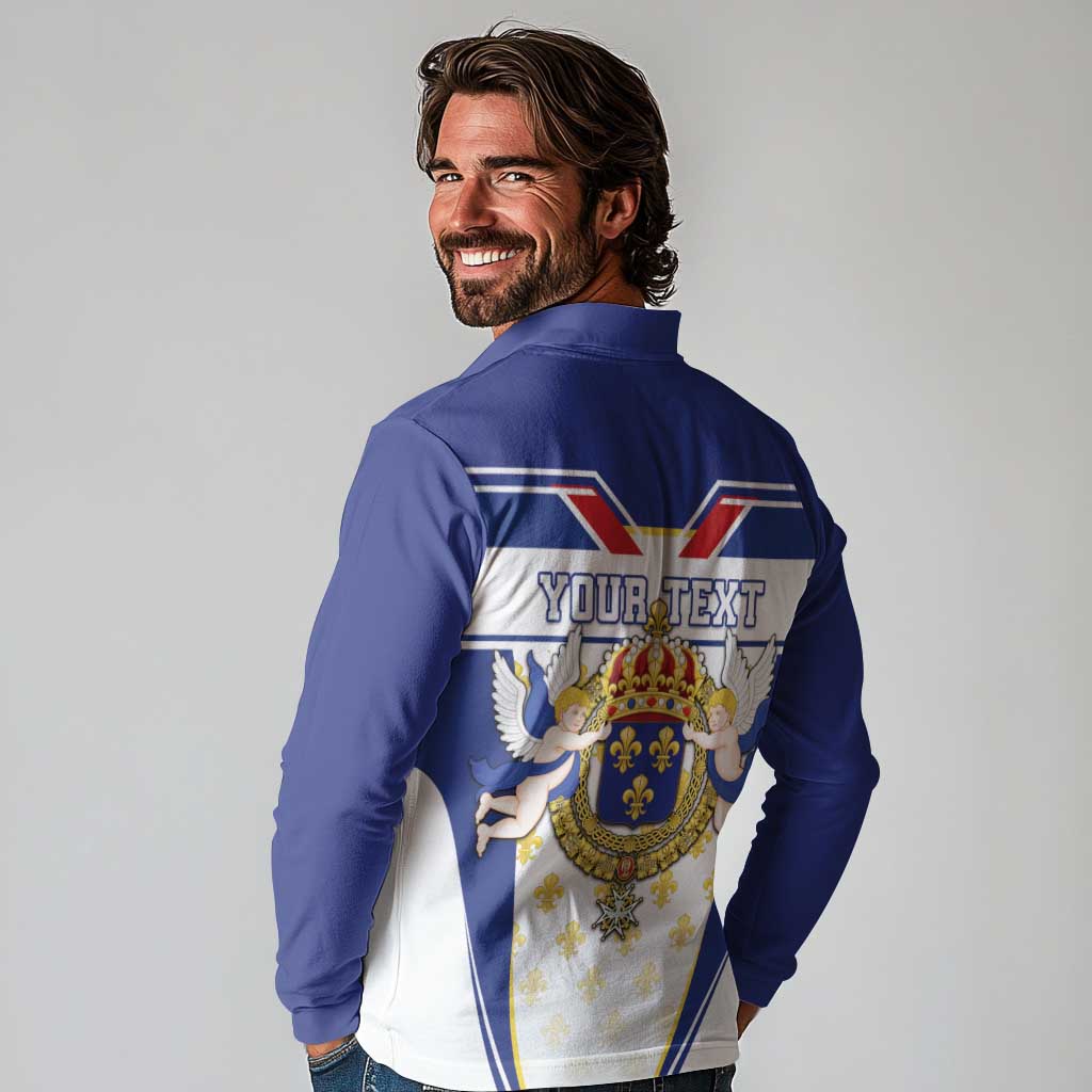 Personalized French Colonial Empire Long Sleeve Polo Shirt Royal Standard of France