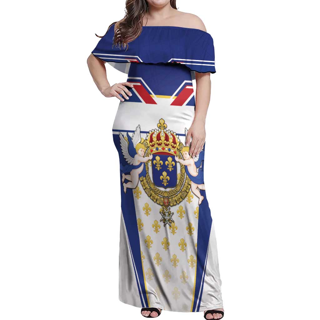 Personalized French Colonial Empire Off Shoulder Maxi Dress Royal Standard of France