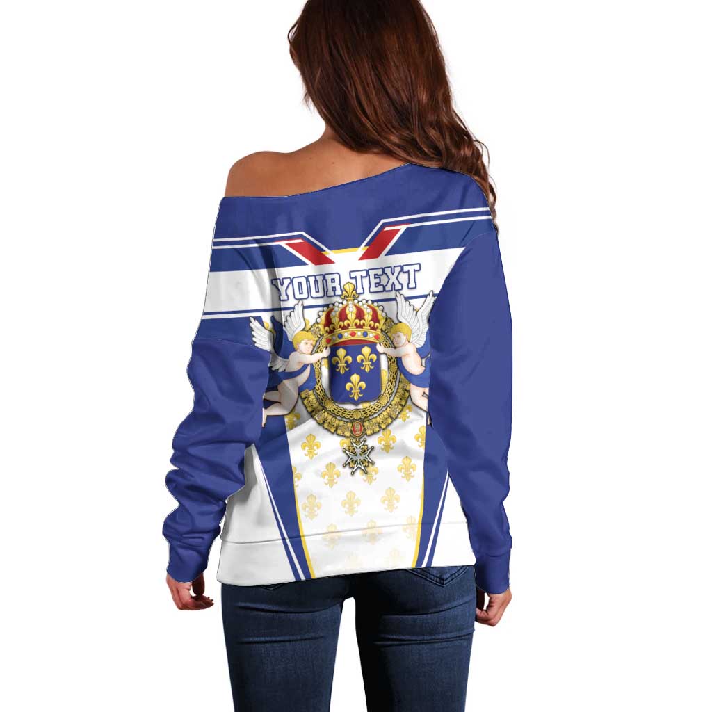 Personalized French Colonial Empire Off Shoulder Sweater Royal Standard of France