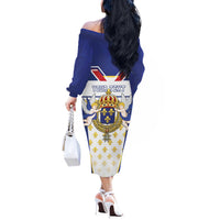 Personalized French Colonial Empire Off The Shoulder Long Sleeve Dress Royal Standard of France